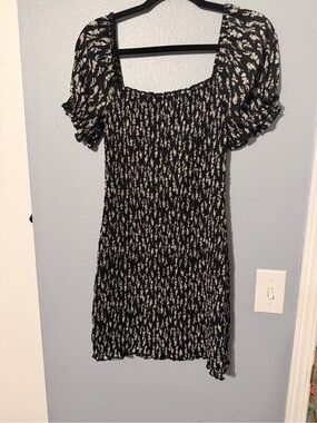 Trixxi Black Mini Dress with Cream Floral Print
